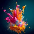 Splash of bright paint colored abstract background. Generative AI