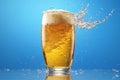 splash bubble glass foam alcohol cold background beer closeup drink gradient. Generative AI.