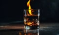 splash of burning water. burning full glass of liq Royalty Free Stock Photo