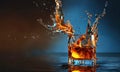 splash of burning water. burning full glass of liq Royalty Free Stock Photo