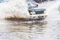 Car splash flood Royalty Free Stock Photo