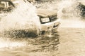 Car splash flood Royalty Free Stock Photo