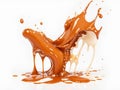 Splash of chocolate and milk on a white background with copy space Royalty Free Stock Photo