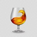 Splash cocktail, whiskey, brandy in a glass goblet, against the backdrop of transparency.Vector