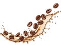 Splash of coffee beans Royalty Free Stock Photo