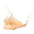 A splash of coffee with milk, tea with milk. Vector 3d realistic dynamic illustration