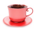 Splash of coffee in red cup Royalty Free Stock Photo