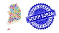 Splash Collage South Korea Map and Textured Seal