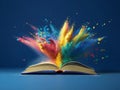 Splash of color from an open book. Idea of success and education. Illustration in AI. Royalty Free Stock Photo