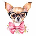 A Splash of Color: Watercolor Chihuahua Portrait for Your Creative Projects AI Generated