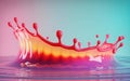 A splash of colored liquid forms a dynamic and symmetrical wave with numerous Royalty Free Stock Photo