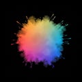Splash of colors forms a circular explosion against a black backgroun Royalty Free Stock Photo