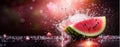 Splash effect fresh fruit, Splash Effect Fresh Fruit With Watermelon, AI Generated Royalty Free Stock Photo