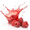 Fresh raspberry juice splash isolated on white background Royalty Free Stock Photo