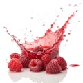 Fresh raspberry juice splash isolated on white background Royalty Free Stock Photo