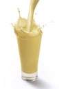 Splash in A Glass of Banana Milkshake Royalty Free Stock Photo