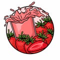 Splash Glass Strawberry Juice Vector Isolated Royalty Free Stock Photo