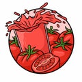 Splash Glass Tomato Juice Vector Isolated