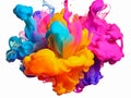 Splash of glossy oil liquid water, vivid vibrant color on white background. Generated b AI