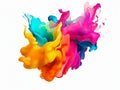 Splash of glossy oil liquid water, vivid vibrant color on white background. Generated b AI