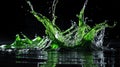 splash of green liquid isolated in black ai generated Royalty Free Stock Photo