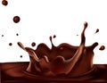 Splash of hot coffee or chocolate isolated on white background