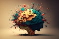 Splash of human brains. Concept of creativity, brainstoming or emotionality. Generative AI