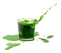 Splash from ice cube in a glass of green water or drink Royalty Free Stock Photo