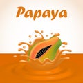 splash of juice from a falling papaya and drop Royalty Free Stock Photo