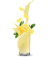 Splash of lemon, lime juice. 3d realistic vector EPS 10. Packaging template. Brand advertising. Splash swirl in the realistic