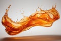 Splash of liquid bronze, amber on a white background. Generated by artificial intelligence Royalty Free Stock Photo