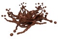 Splash: Liquid chocolate shape with drops isolated Royalty Free Stock Photo