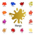 splash of mango juice icon. Detailed set of color splash. Premium graphic design. One of the collection icons for websites, web Royalty Free Stock Photo