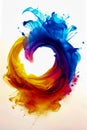 Splash of many different colors forming circle shape. Generative AI Royalty Free Stock Photo