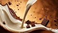 A splash of milk with chocolate bars in it Generative AI Royalty Free Stock Photo