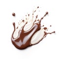 Splash of Milk and Chocolate Sauce on plain white backg - product photography