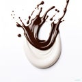 Splash of Milk and Chocolate Sauce on plain white backg - product photography