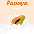 splash of milk from a falling papaya and drop Royalty Free Stock Photo