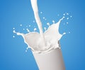 splash of milk in the glass and pouring Royalty Free Stock Photo