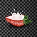 A splash of milk and strawberries. vector illustration.