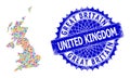 Splash Mosaic United Kingdom Map and Textured Badge