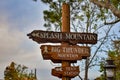 Splash Mountain and Big Thunder Mountain sign in Magic Kingdom at Walt Disney World .