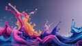 Splash of Multicolor Paint in Midair Explosion Royalty Free Stock Photo