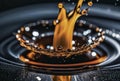 Splash on the oil surface Royalty Free Stock Photo