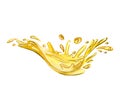 Splash of oil or yellow water. Isolated element for product, packaging. Watercolor realistic of liquid waves of falling Royalty Free Stock Photo