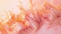 Splash of pink yellow liquid paint texture background, abstract pattern of peach color fluid. Swirl of oil surface close-up. Royalty Free Stock Photo