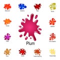splash of plum juice icon. Detailed set of color splash. Premium graphic design. One of the collection icons for websites, web Royalty Free Stock Photo