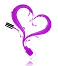 Splash of purple nail polish in the shape of a heart