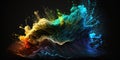 Splash of rainbow paint. Smoke billowing flames background. Abstract color swirl wallpaper. Royalty Free Stock Photo