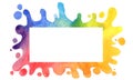 Splash rainbow water rectangle banner watercolor.